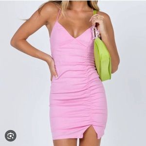 Brand new Princess Polly pink linen mini dress